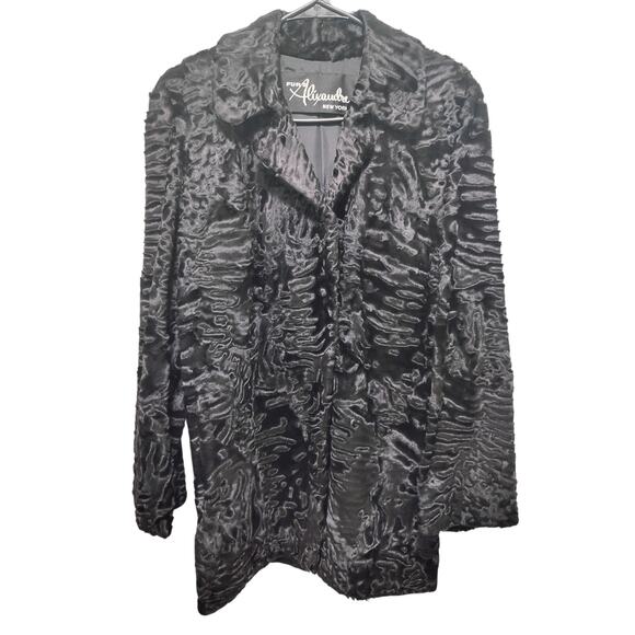 Black Swakara wool Coat by furs Alixandre NY sz M - Picture 4 of 8